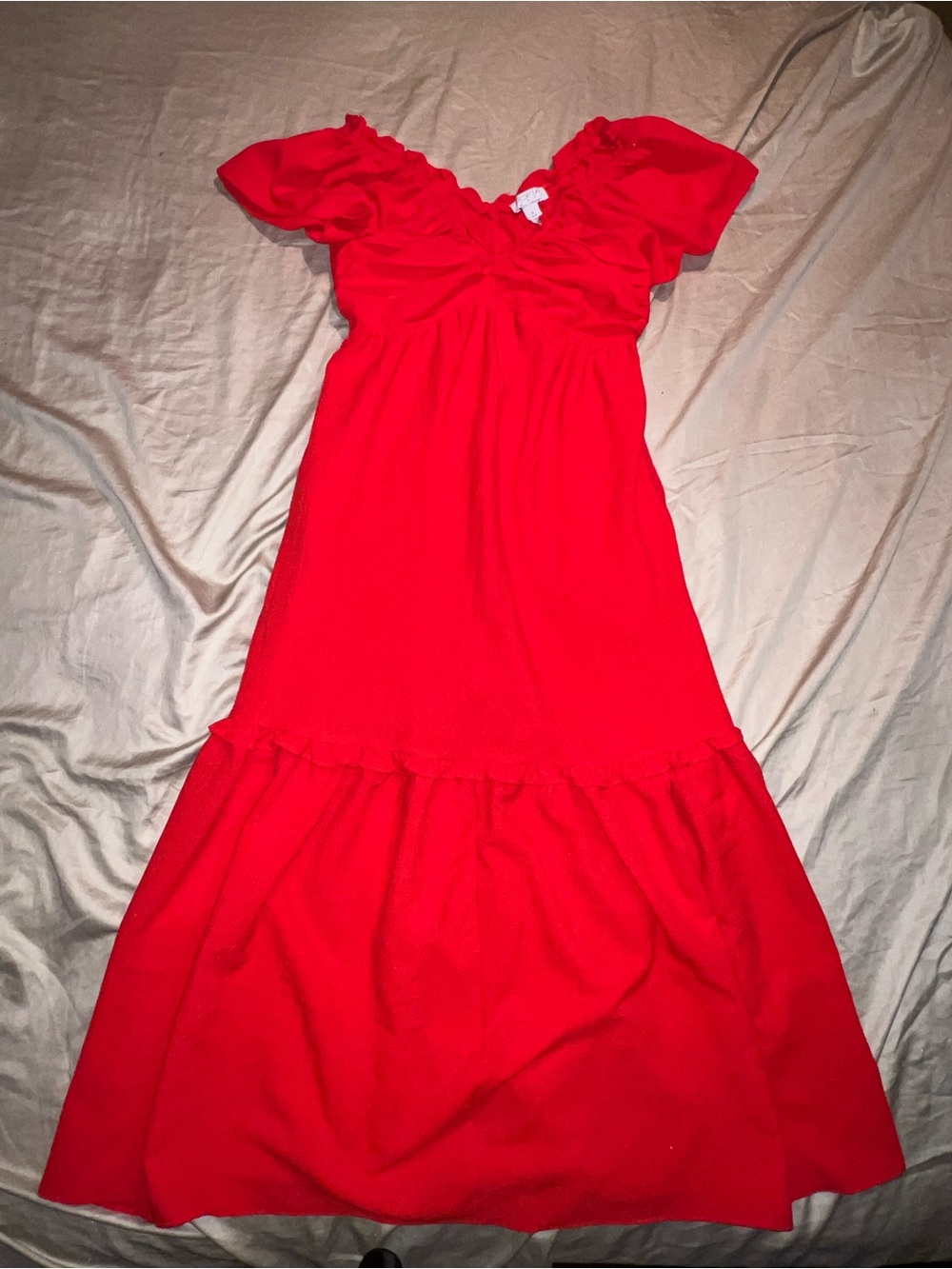 sofia by sofia vergara Red Puff Sleeve Maxi Dress
